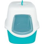 Туалет Trixie Vico для котів з ковпаком-кришкою дверцятами та ручкою пластиковий бірюзовий/білий 40х40х56 см - Зображення 2