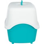 Туалет Trixie Vico для котів з ковпаком-кришкою дверцятами та ручкою пластиковий бірюзовий/білий 40х40х56 см - Зображення 3
