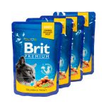 Набір паучів 3+1 Brit Premium Cat Beef Salmon and Trout для котів шматочки в соусі з лососем і фореллю 4х100 г - Зображення 3