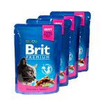 Набір паучів 3+1 Brit Premium Cat Chicken and Turkey для котів шматочки в соусі з куркою та індичкою 4х100 г - Зображення 3