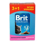 Набір паучів 3+1 Brit Premium Cat Chicken and Turkey для котів шматочки в соусі з куркою та індичкою 4х100 г - Зображення 5