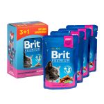 Набір паучів 3+1 Brit Premium Cat Chicken and Turkey для котів шматочки в соусі з куркою та індичкою 4х100 г - Зображення 6