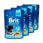Набір паучів 3+1 Brit Premium Kitten Chicken Chunks для кошенят шматочки в соусі з куркою 4х100 г - Зображення 3