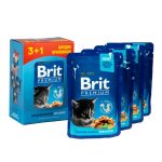 Набір паучів 3+1 Brit Premium Kitten Chicken Chunks для кошенят шматочки в соусі з куркою 4х100 г - Зображення 5