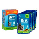 Набір паучів 3+1 Brit Premium Cat Chicken Slices for Sterilised для стерилізованих котів шматочки в соусі з куркою 4х100 г - Зображення 5