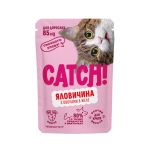 НАБІР Корм вологий Catch! для дороcлих котів з яловичиною та овочами в желе 24 шт х 85г. - Зображення 2
